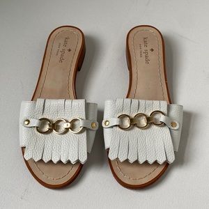 Kate Spade White Sandals with Gold Accents